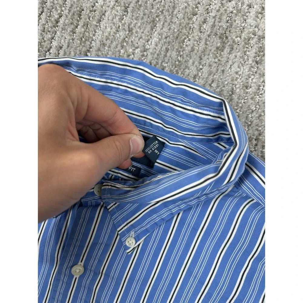 Polo Ralph Lauren Classic Fit Blue Striped L/S Button Down Dress Shirt Men's XL